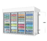 Supermarkt-Glastür-Anzeigen-Kühlschrank-Gefrierschrank-Getränkegemüsekäse-Weg im Kühlraum-Kühlraum