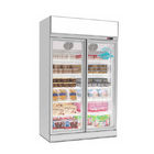 Zwei Tür-Glastür-vertikaler aufrechter kälterer Anzeigen-Tiefkühltruhen-Preis für Supermarkt