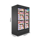 Der Handels2 Glastür-Gefrierschrank mit LED-Supermarkt-Schwarzem malte aufrechtes Stahltiefkühltruhe