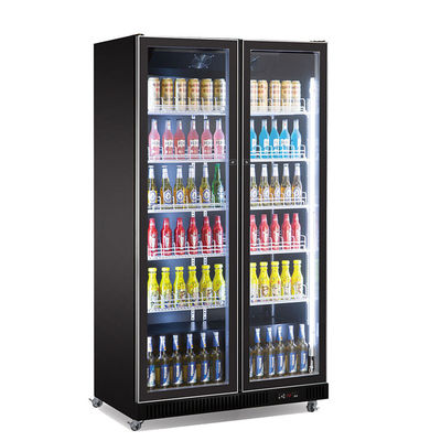 Doppelte Tür-aufrechte Anzeigen-Kühlschrank-Bar-kalte Getränk-Bier-Anzeigen-Kühlvorrichtung mit LED-Lichtern